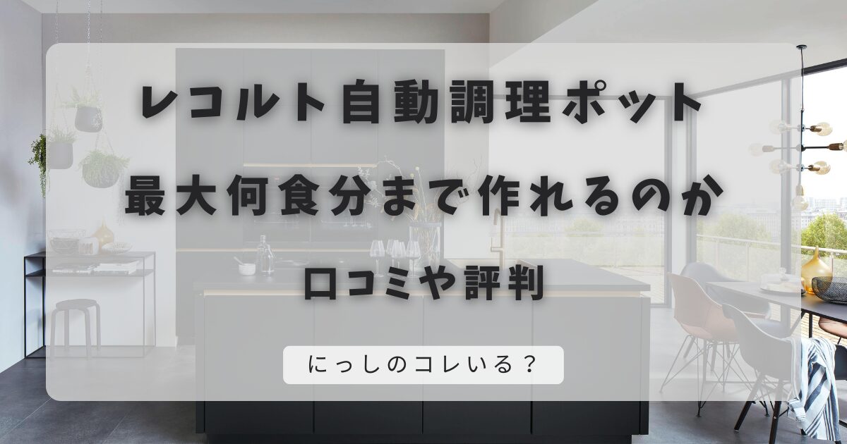 レコルト自動調理ポットの口コミ｜最大何食分まで作れるのか
